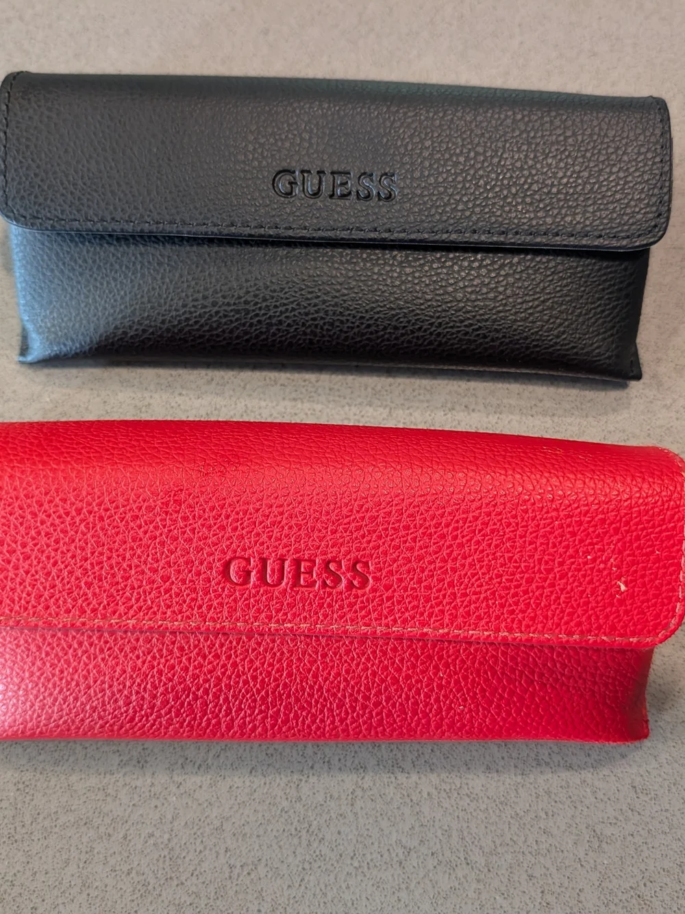 GUESS Pebbled Leather Eyewear Cases - Black and Red